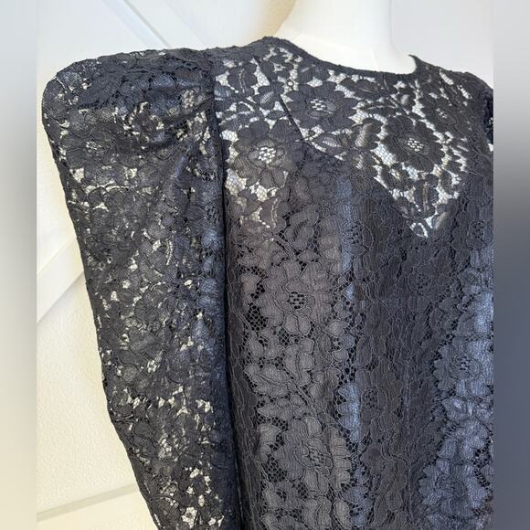 Express Black Puff Sleeve Lace Whimsigoth Blouse With Camisole Size Medium - Picture 3 of 10